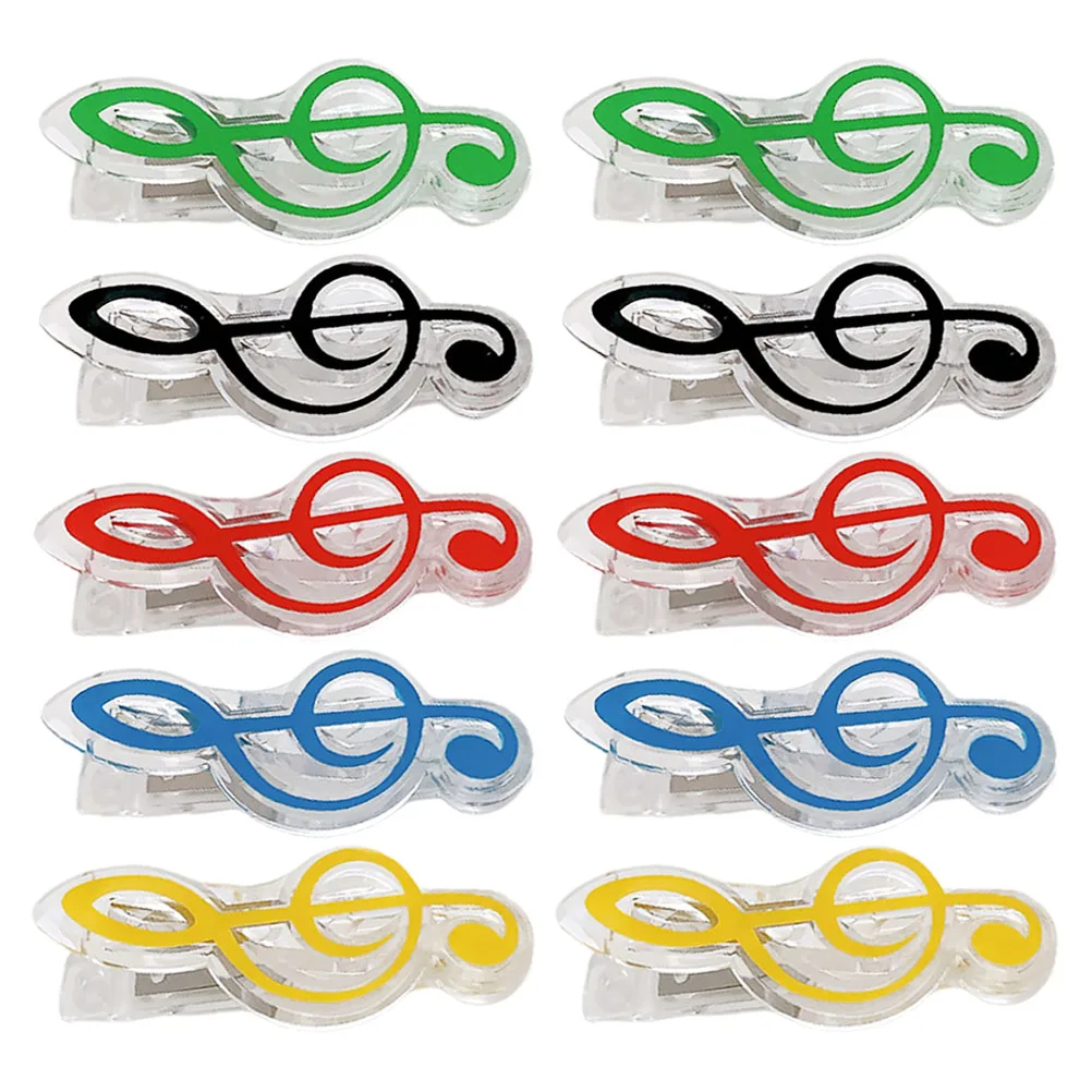 

10pcs Music Note Clips ABS Metal Memo Holder Compact Portable Bookmarks Paper Card Desk Accessories Students
