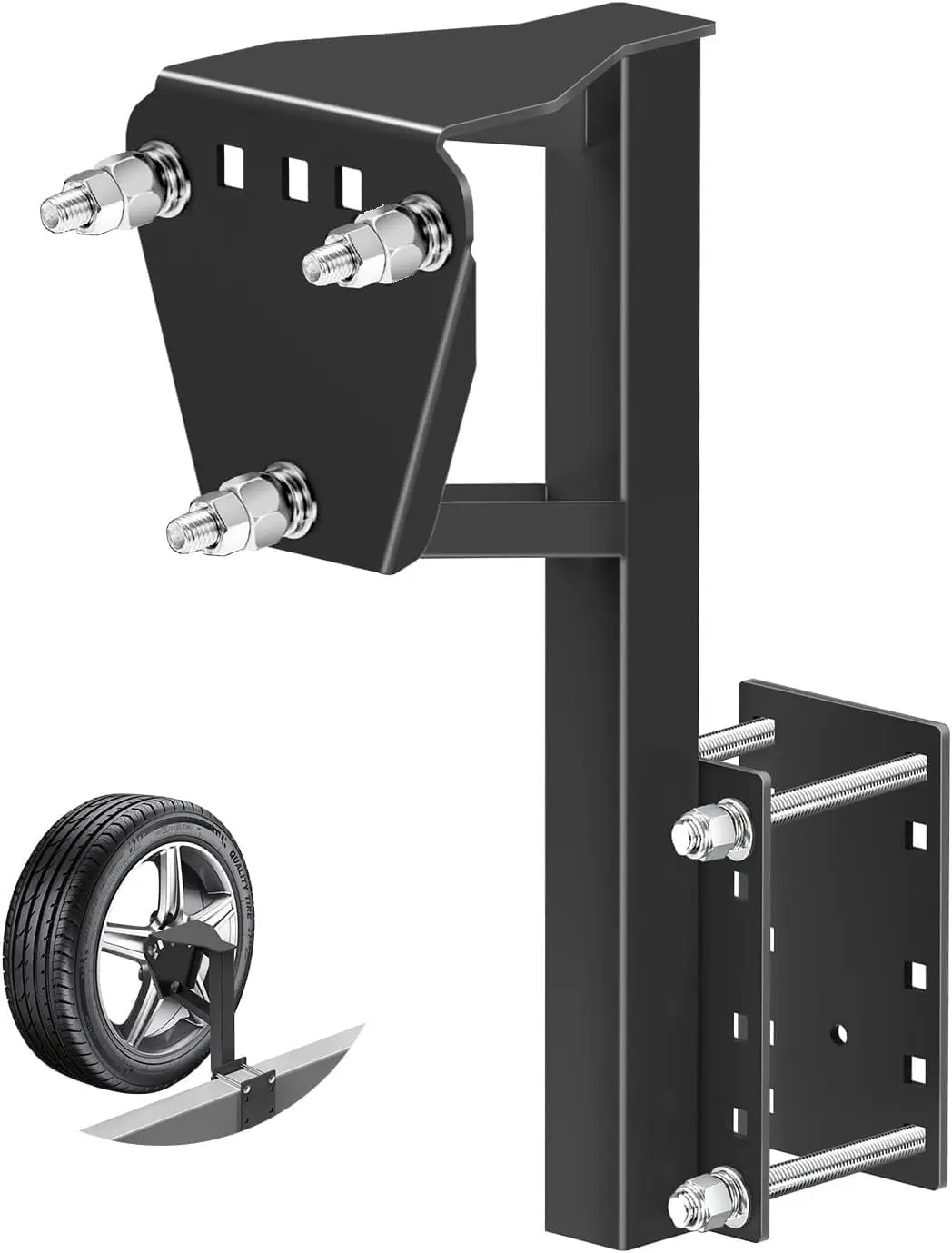 

Universal Spare Tire Carrier for Utility Trailers, 3-Nut Design Holds 180 Lbs, Fits Most 4-6 Lug Wheels