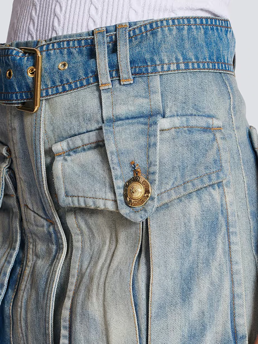 TWOTWINSTYLE Hot Girl Style Cargo Gonne corte per le donne Vita alta Patchwork Lace Up Nozioni di base alla moda Gonna di jeans Donna Nuovo