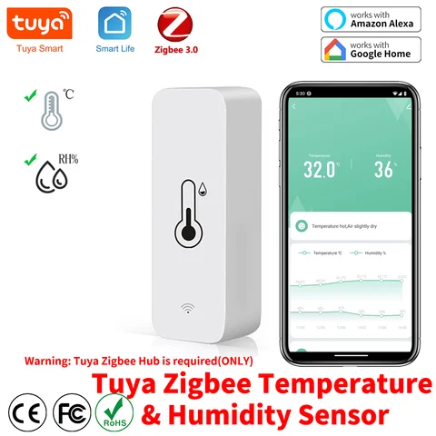 Tuya Zigbee 온도 센서 습도 센서 APP 스마트 홈용 원격 모니터 Smart Life Alexa Google Assistant Tuya 센서
