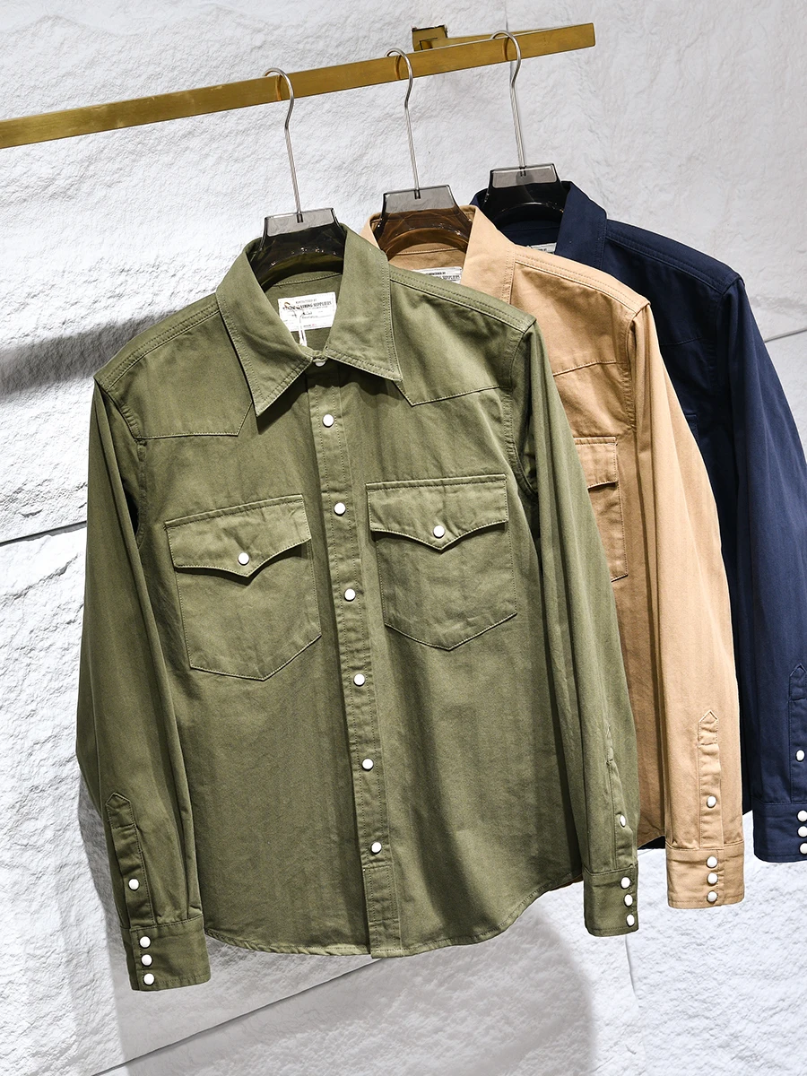 

Washed Pure Cotton Work Shirt Casual Unisex American Vintage Style Outerwear New Arrival Fashionable Urban Youth Autumn Shirt