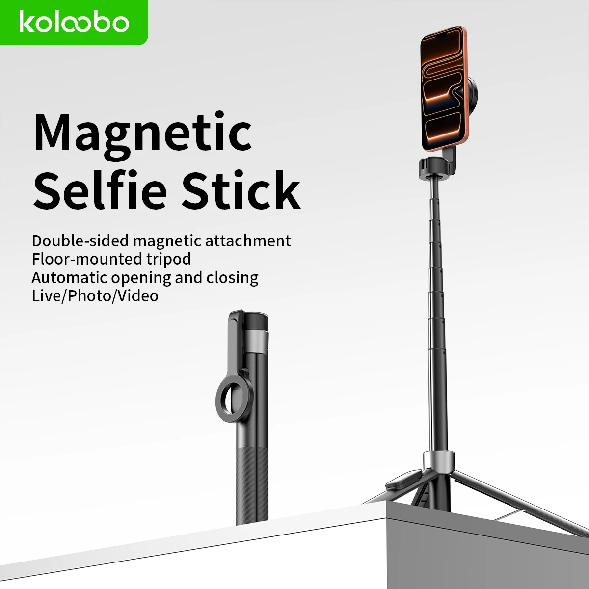 

1.8m Extendable Double-Sided Magnetic Phone Selfie Stick Auto-Open Tripod Foldable with Remote for iPhone 17 16 15 Vlog Shooting