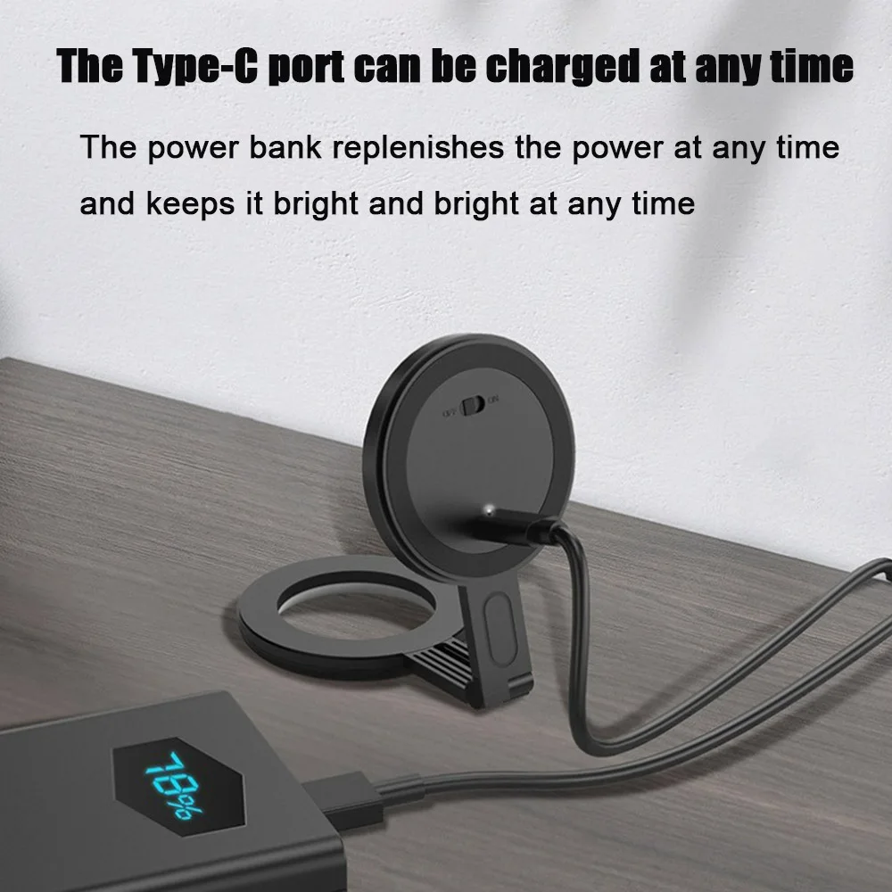 LED Magnetic Selfie Ring Light For iPhone 16 15 Magsafe Fill Light Photography Live Broadcast Ring Lamp Retractable Flip Bracket