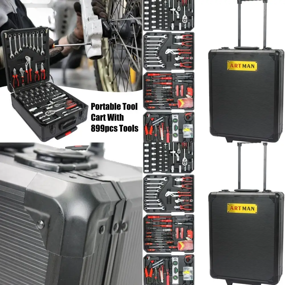 

Portable 4-Tier Tool Chest, Lockable Storage for Mechanics and Home Repairs, Alternative to Tool Bag (Black 899 Kit)