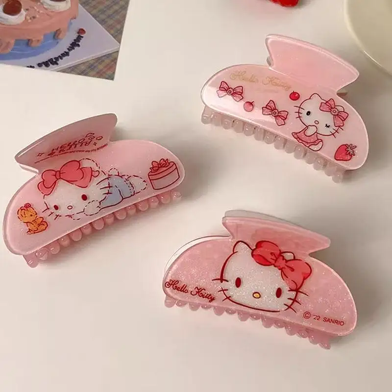 Sanrio Kawaii Hello Kitty Pink Hair Clip Ornament Cartoon Sweet Lovely Headdress Cute Girl Heart Versatile Hair Accessories Gift