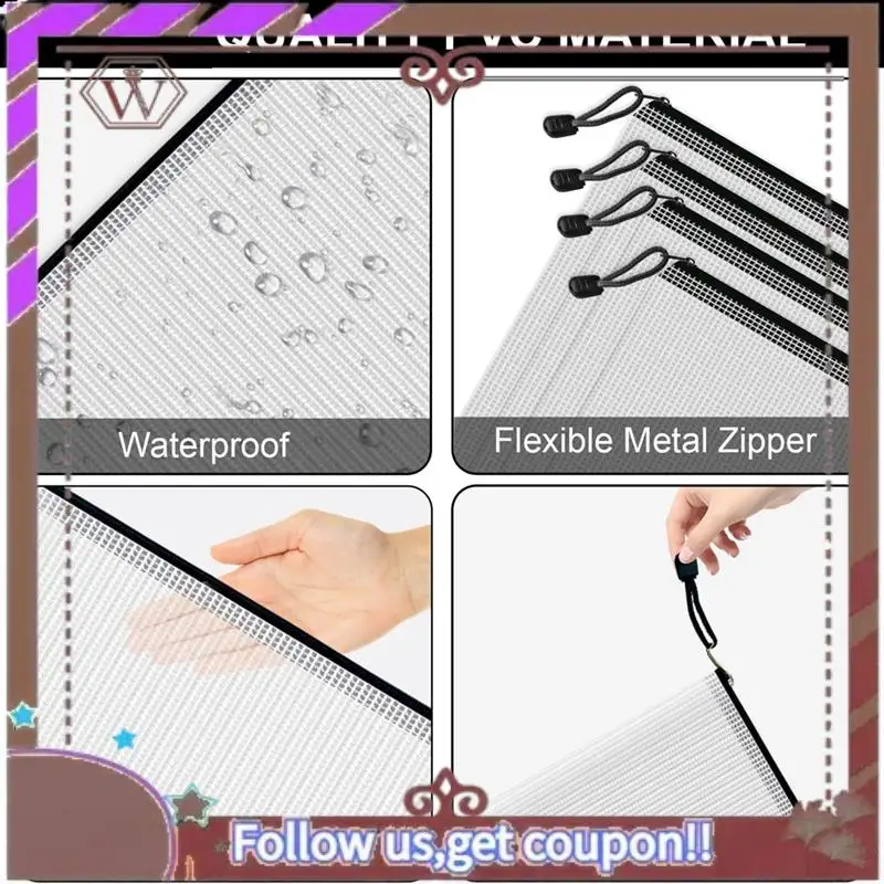 أكياس ABBG-Mesh بسحاب، 24 جيوب شفافة بسحاب، حجم حرف A4، أكياس تخزين منظم مجلد بسحاب للمدرسة واللوازم المكتبية