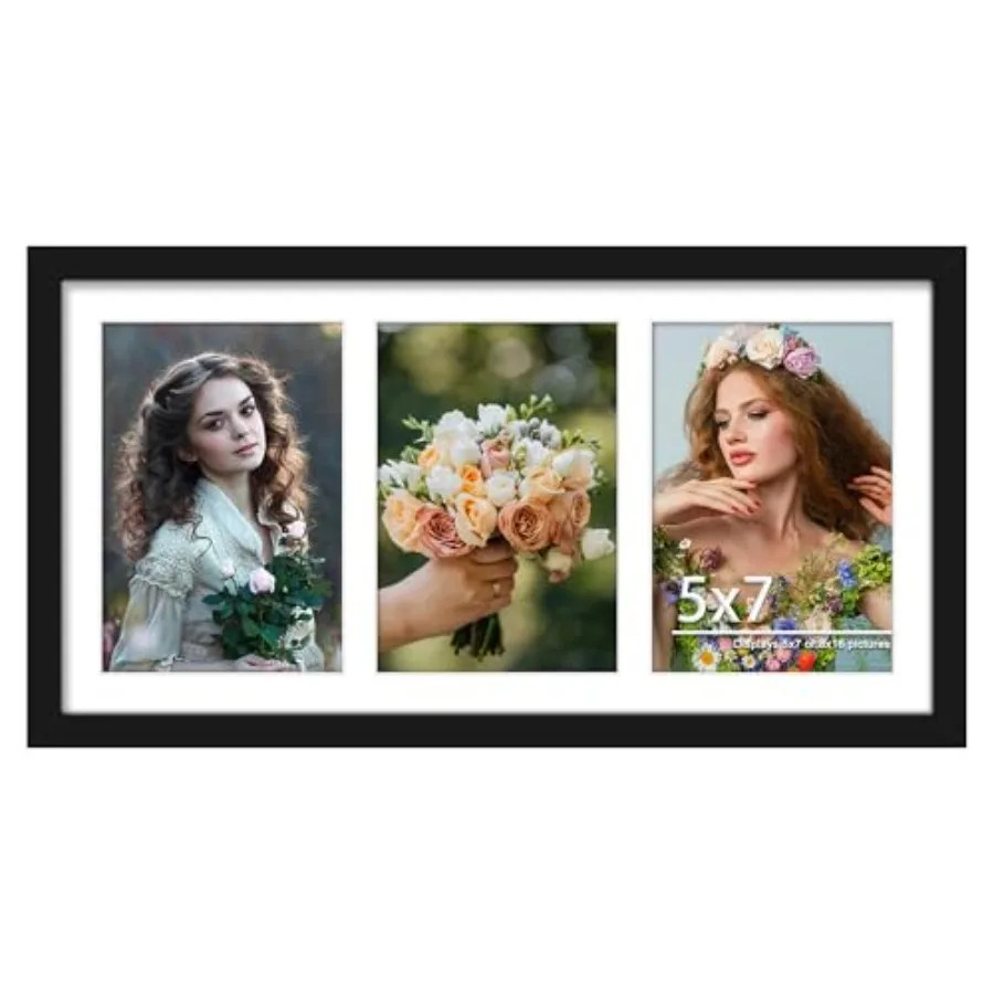 

8x16 Collage Picture Frame, 5x7 Collage Picture Frame Displays Three 5x7 inch Photos, or 8x16 Without Mat for Available Horizon