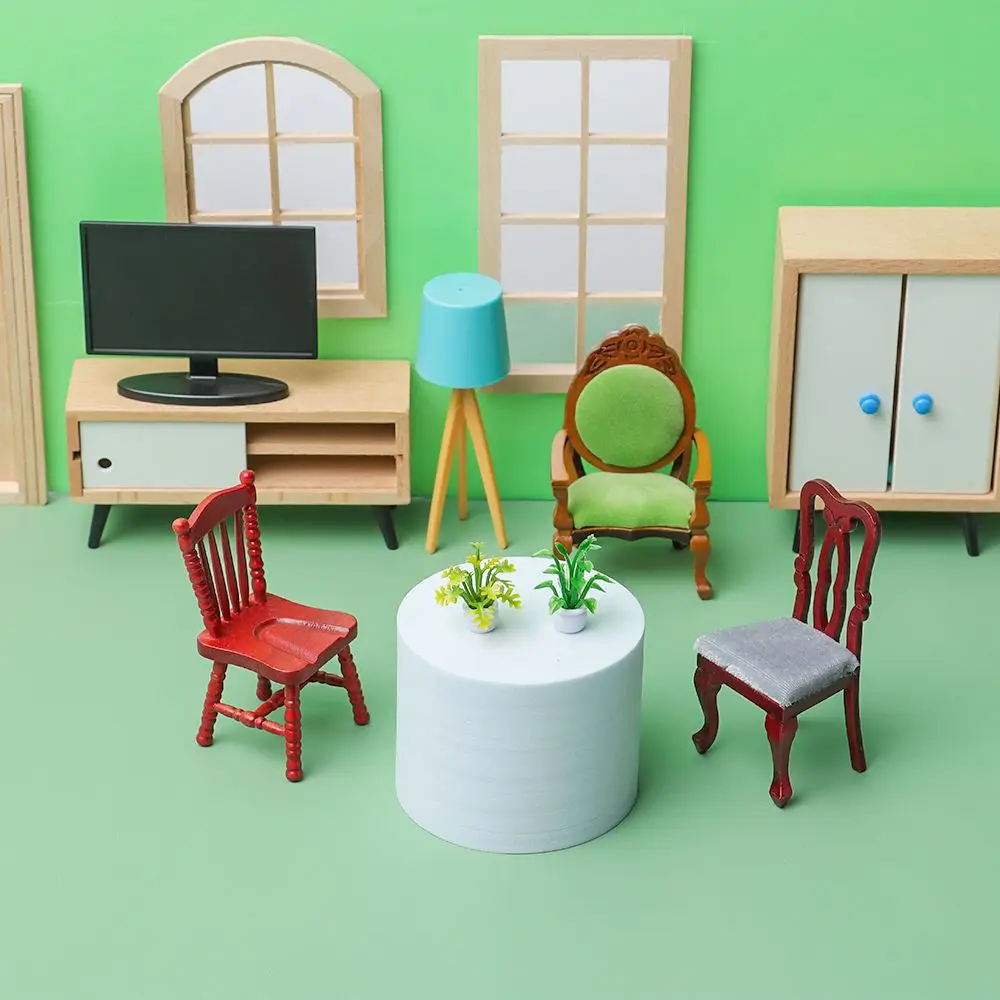 1:12 Scale Scene Model Restaurant Livingroom Wood Mini Stool  House Accessories Dollhouse Furniture Miniature Chair Sofa