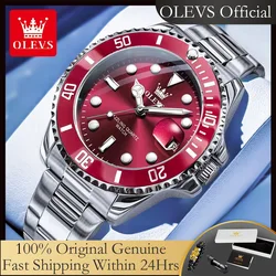 OLEVS 5885 Original Luxury Brand Diving Quartz Watch for Men Stainless Steel Waterproof Luminous Auto Date Mens Dress Wristwatch