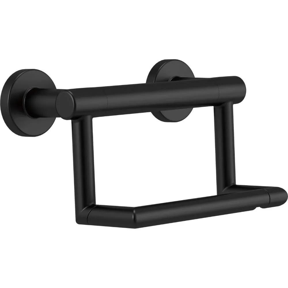 

Delta Contemporary Toilet Paper Holder with Assist Bar, ADA Compliant, Matte Black Bathroom Safety Handle, Wall Mount 300