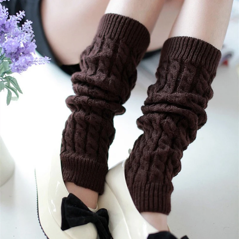 Womens Winter Warm Knitted Leg Socks Ribben Long Crochet Cable Warmers Leg Sock Ladies Thermal Leggings Boot Cover Calf Sleeve