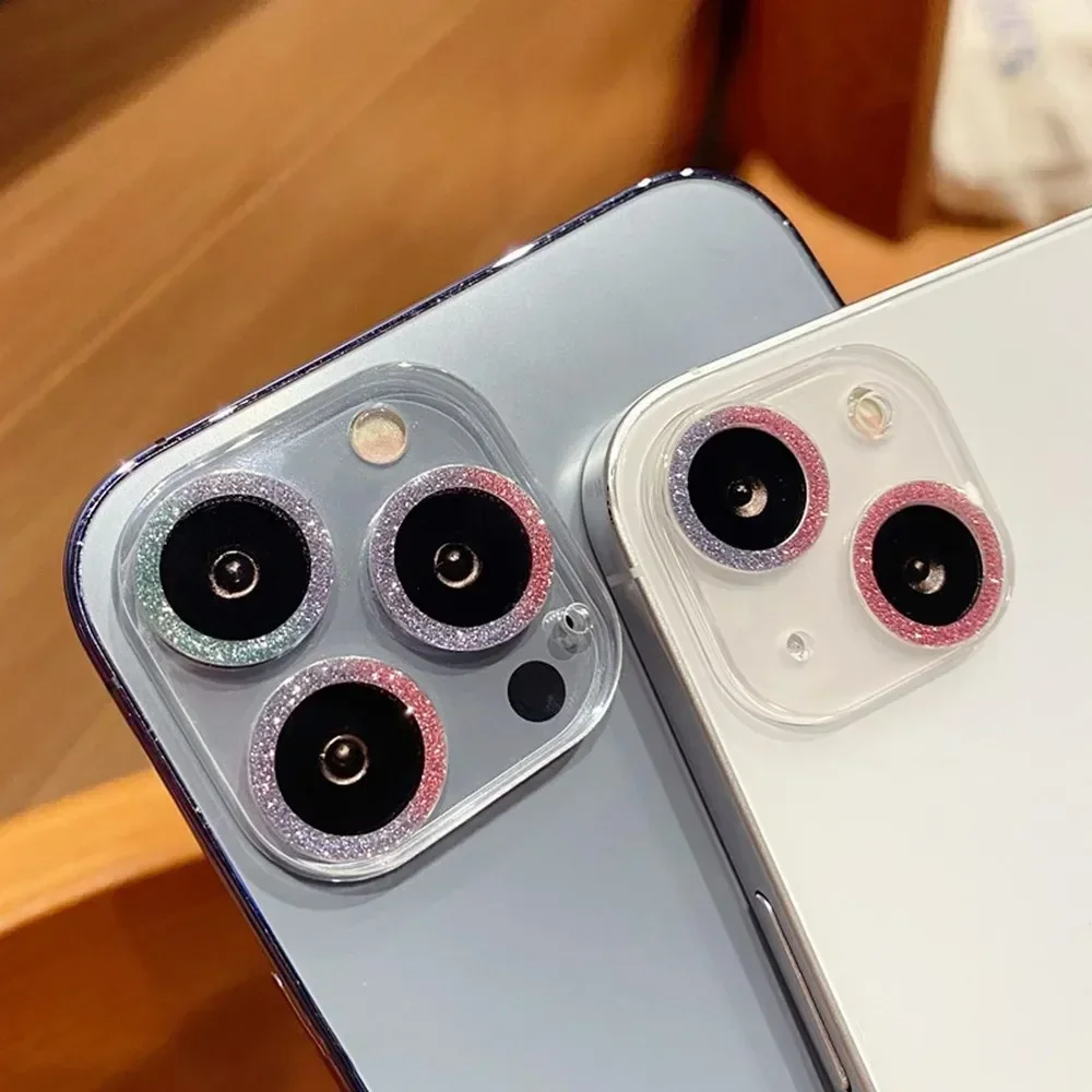 Glitter Camera Lens Protector Glass For IPhone 15 16Pro 14 Pro 16 Max Mini Full Cover Diamond Lens Case Film