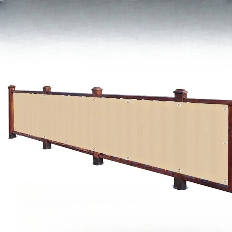 Beige HDPE Anti-UV Windproof Privacy Net Fence Shield for Apartment Balcony Terrace Outdoor Shelter