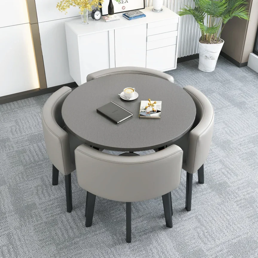 Jantar Simples Moderno e Recepção do Restaurante Mesas redondas, Cadeiras Descanso, Mobília Home, Conjunto completo, 80cm Diâmetro