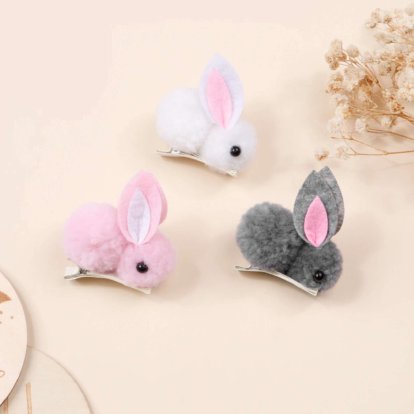 6 قطعة محاكاة القطيفة ثلاثية الأبعاد مشبك شعر الأرنب فتاة تأثيري لطيف أغطية الرأس للأطفال بدون شعر الانفجارات كليب إكسسوارات الشعر هدية