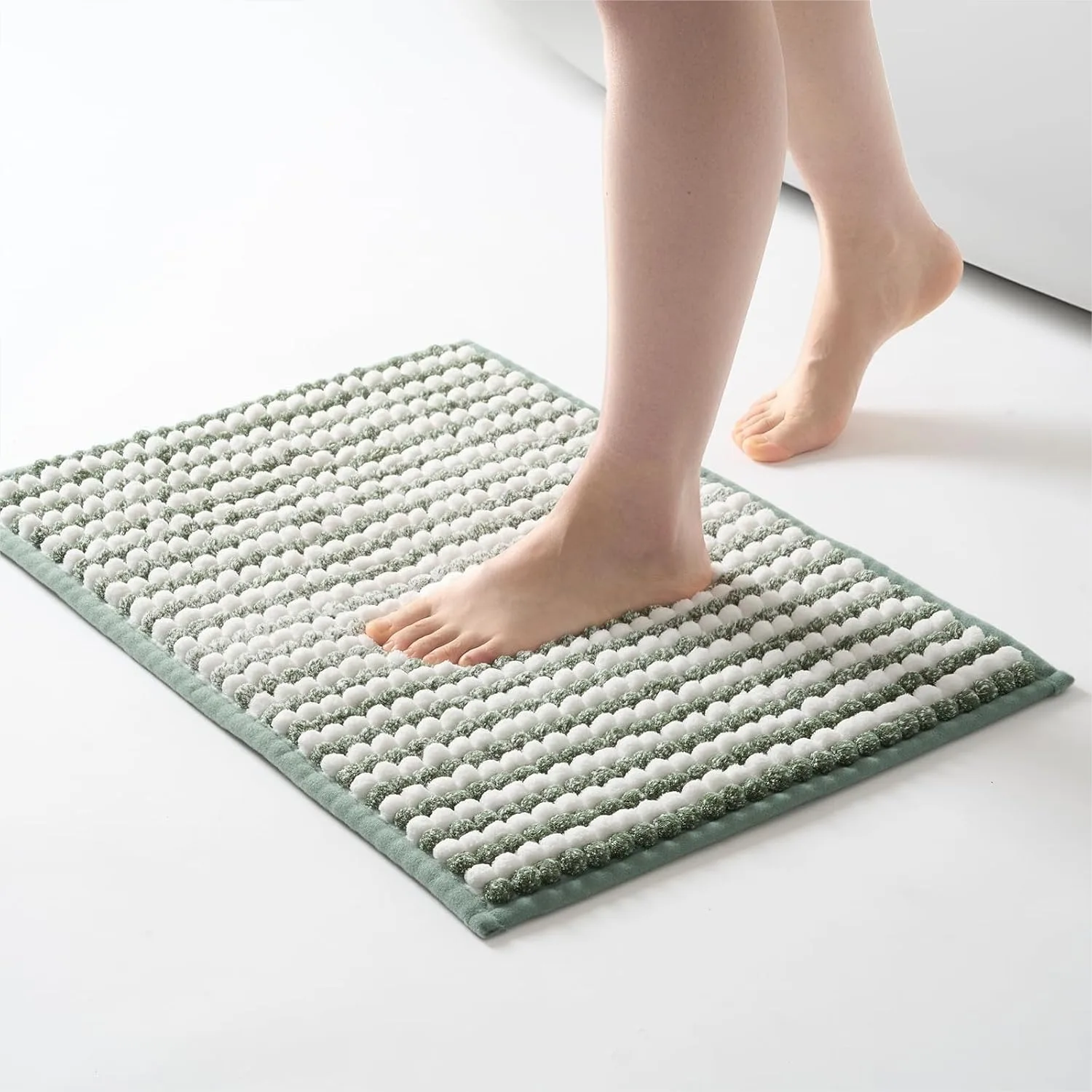 

Chunky Ombre Chenille Bathroom Rug 17x24, Soft Water Absorbent Bath Mat with Non Slip Backing, Washable Quick Dry Shower Mat for
