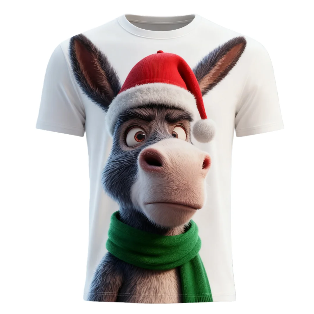 

Мужская футболка с забавным рисунком осла, рождественская тема, мужские футболки с короткими рукавами, повседневные повседневные топы с круглым вырезом, модная мужская одежда
