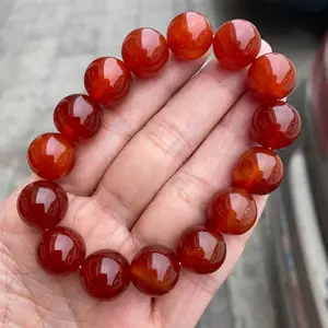 Pulseras de cuentas de carnalario rojo natural AGATE REDA NATURA Onyx Stone Beads Stretch Pulseras Yoga Healing Mujeres Regalos de joyería 10 Braceletas de cuentas rojas de las mejores ventas - №6