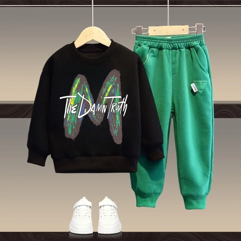 

Осенний комплект детской одежды для мальчиков, детские толстовки с мультяшным принтом для девочек, пуловер, топ и брюки, костюм, спортивные костюмы с длинными рукавами