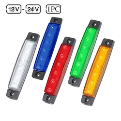 1PC 12V-24V 6Led Side Marker Indicator Car Lights Front Rear for Trucks Cab RV Trailer Amber Red White Blue Green