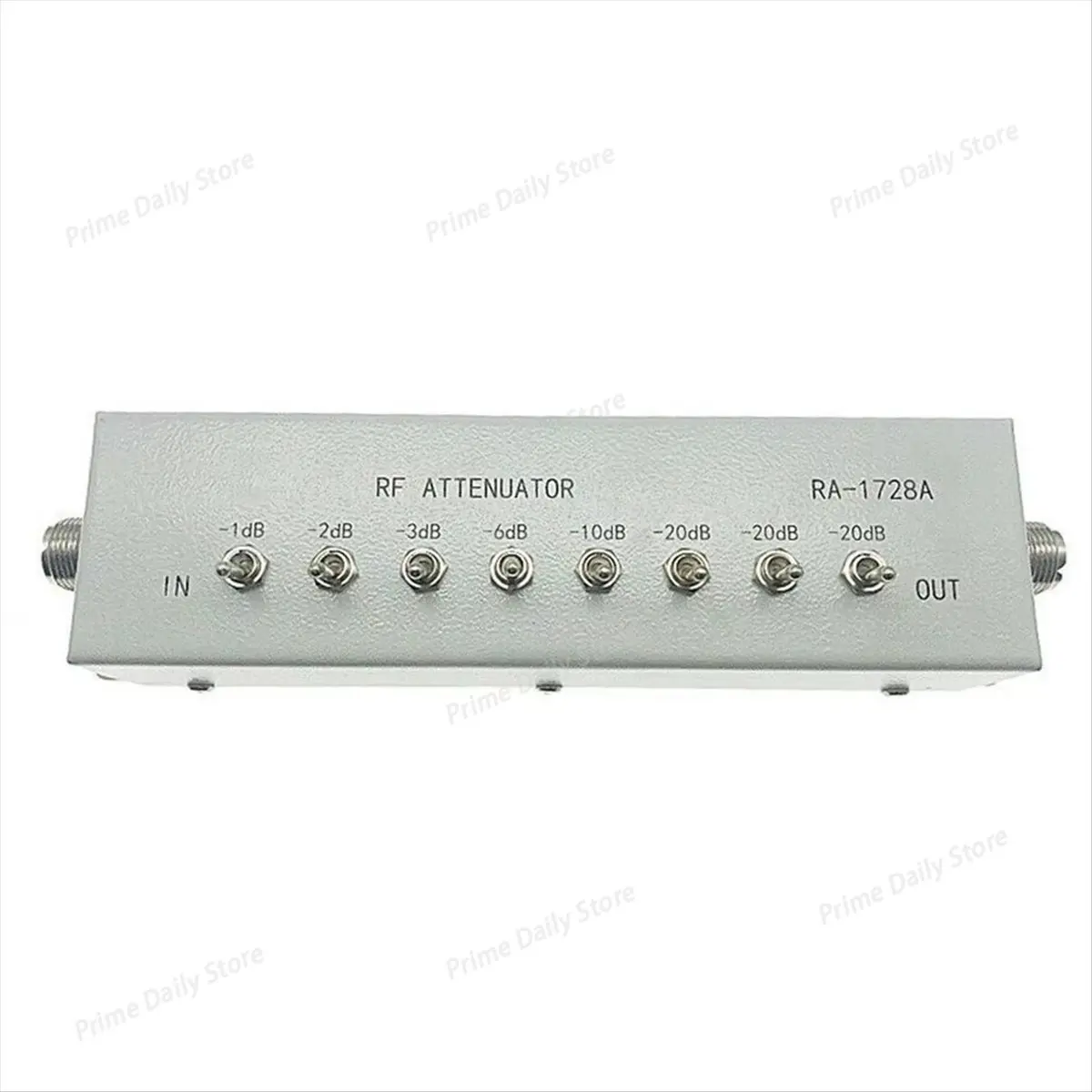RA‑1728A RF Step Attenuator, 1/2/3/6/10/20dB Adjustable Gears, High‑Frequency attenuator Accessory for Radio Transmitter