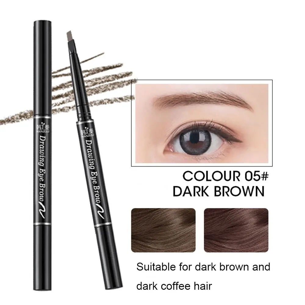 Beauté avec brosse Triangle rotatif Double tête crayon à sourcils étanche stylo à sourcils