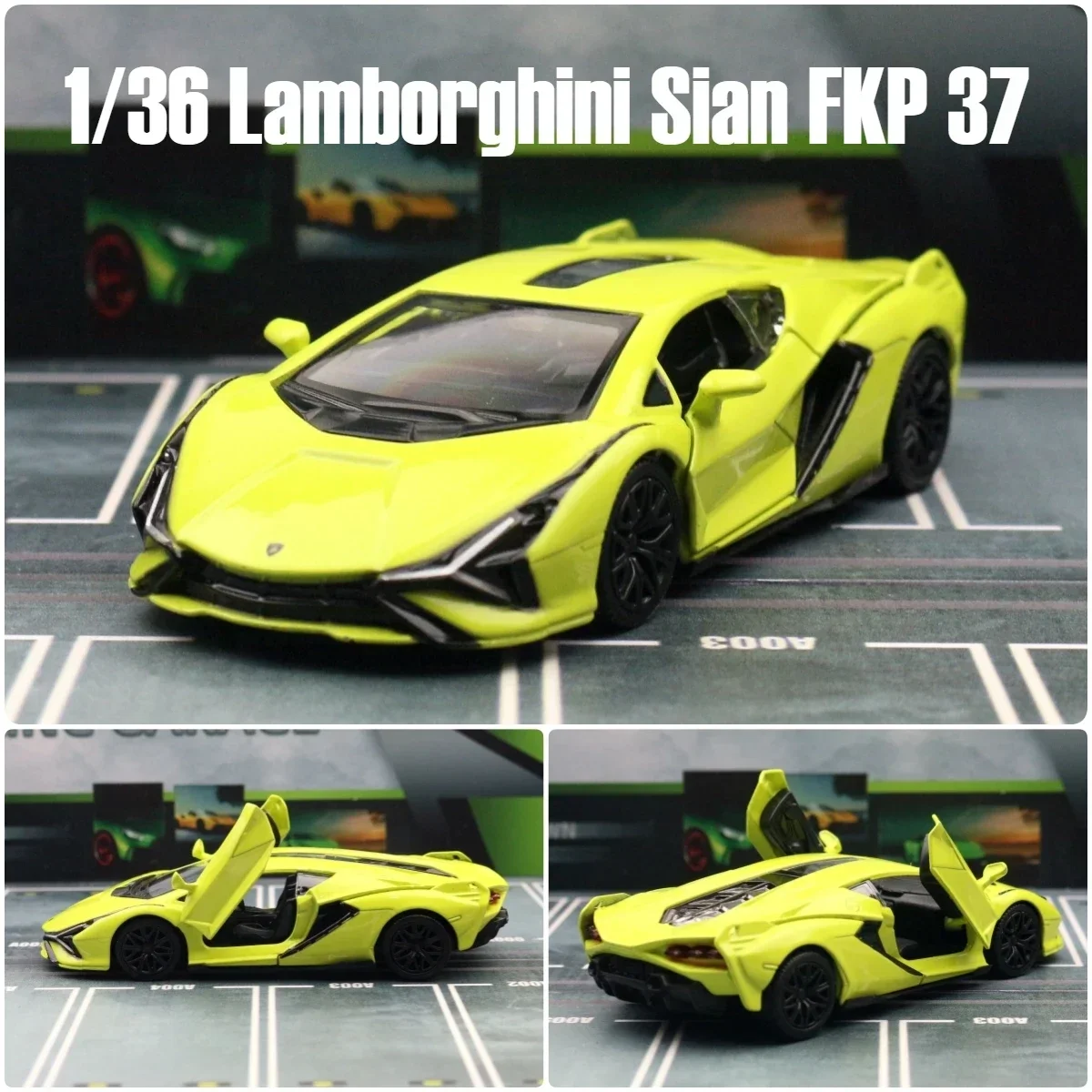 1:36 Lamborghini Sian FKP 37 Super Toy Car For Children RMZ CiTY Diecast Metal Miniature Model Pull Back Collection Gift For Boy