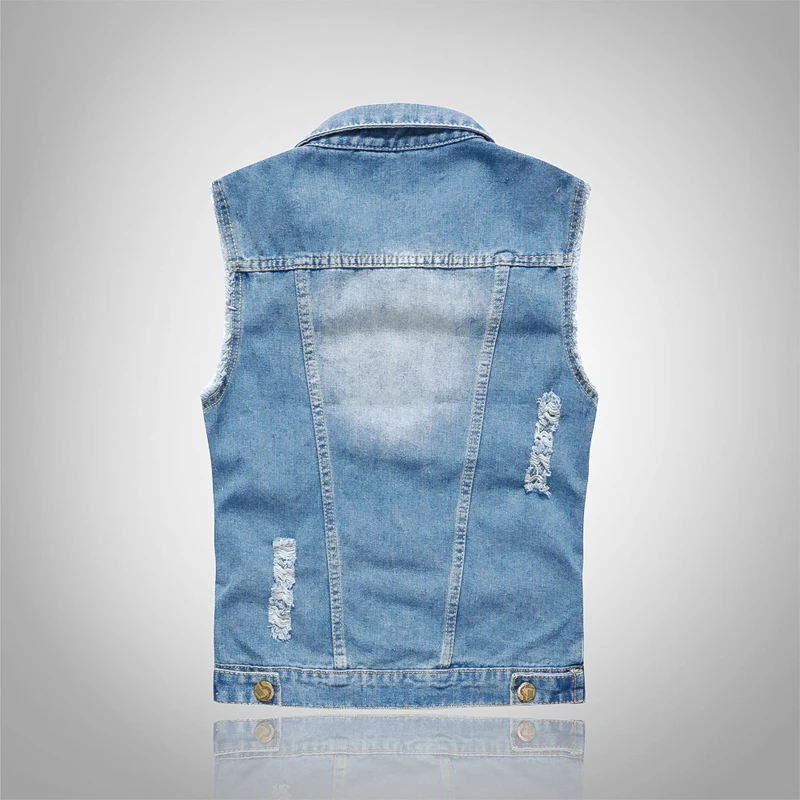 2023 Nieuwe Mannen Vest Gewassen Denim Mouwloze Jassen Herenkleding Lente Gescheurde Jeans Vest Man Vesten Jas MY 101