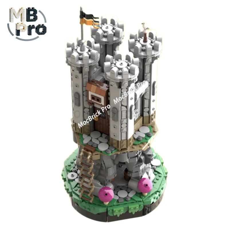 MOC Small Castle Model 2217Pcs, Retro Medieval Stronghold Building Blocks, Collectible Scene Bricks Kit