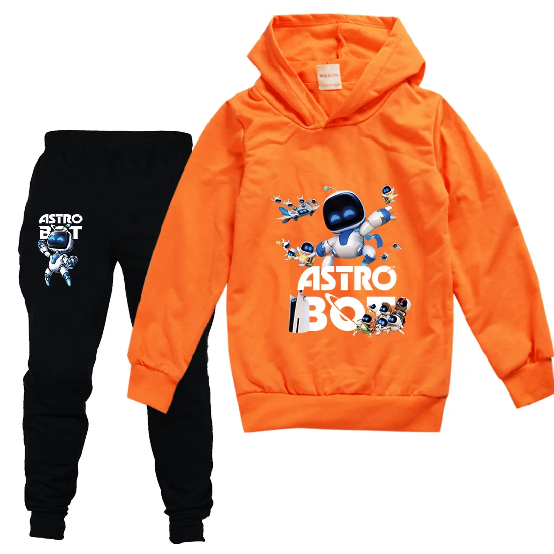 Gra ASTRO BOT bluza z kapturem dla dzieci komiks ASTROBOT ubrania chłopcy moda bluzy z kapturem spodnie 2 szt. Zestawy małe dziewczynki swetry stroje