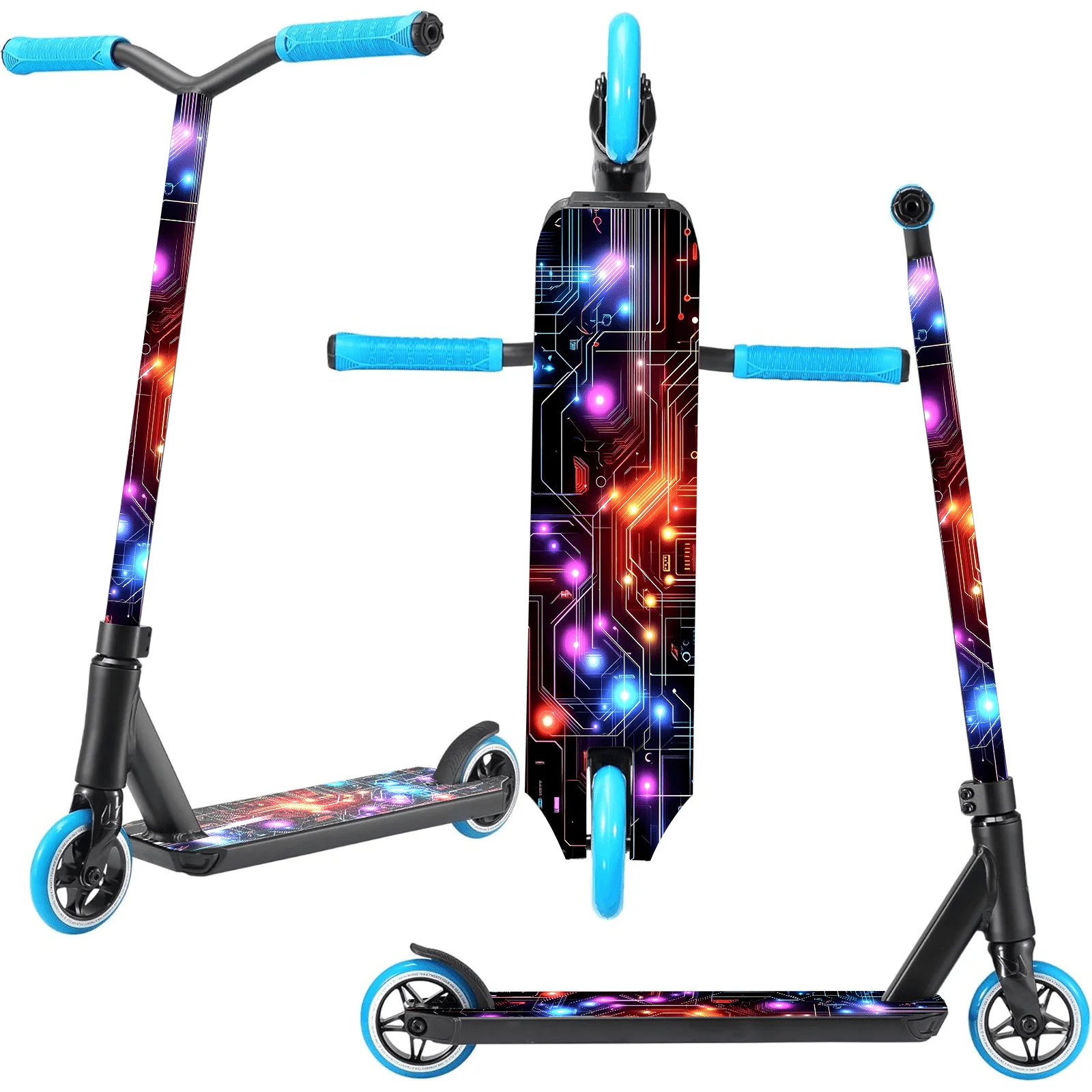 

Light Effect Circuit Technology Wind Scooter Sticker, Skateboard Body Sticker, Personalized Installation Anti-skid PVC Material