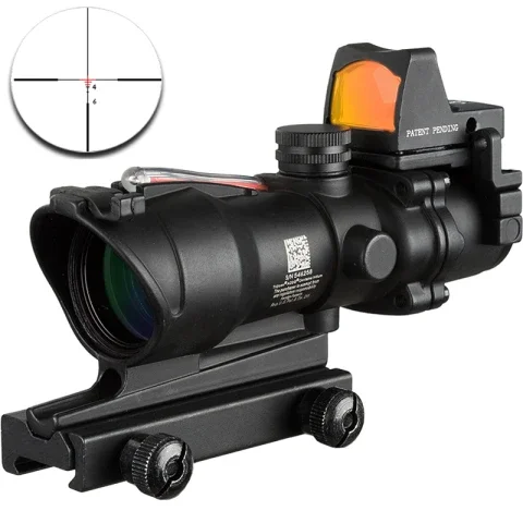 4X32 Optic Scope Riflescope CAHEVRON Reticle Fiber Green red  Illuminated Optic Sight With  Mini Red Dot Sight