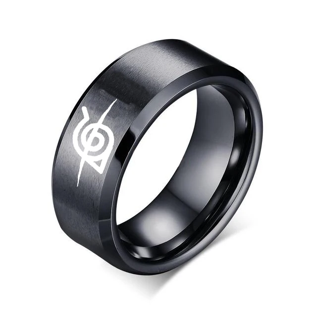 Anime Logo Sign Ring Ninja Ring Cosplay Prop Stainless Steel Jewelry Fashion Titanium Punk Cartoon Hip Hop Jewelry Accessories