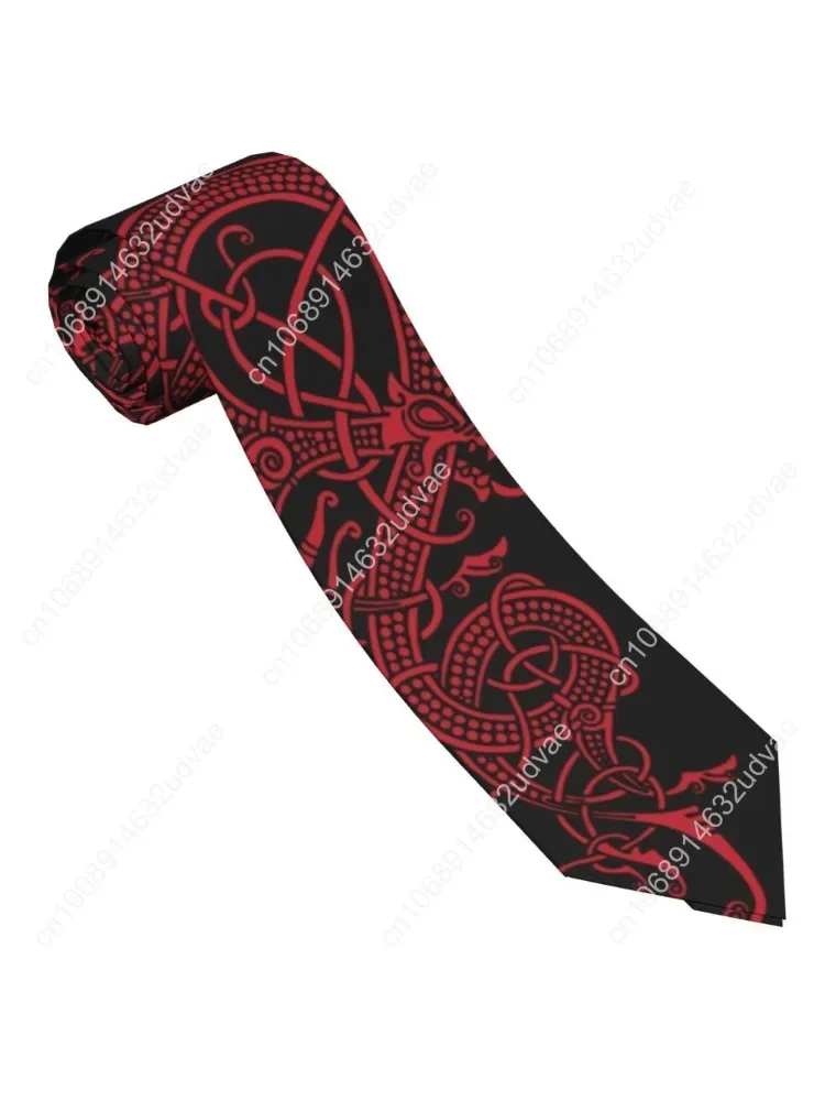 

The Viking Dragon Fenrir Raven Necktie Men Women Polyester 8 cm Neck Ties Men Fashion Wide Suits Accessories Business