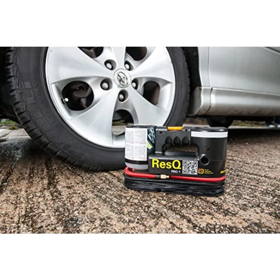 ResQ Pro+ Tire Repair Kit 12V Compror with LED Light and Eco Sealant Portable Emergency Flat Tire Iator for Cars, SUVs and Mini