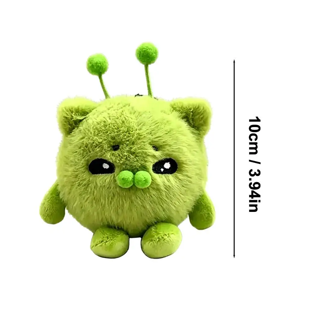 Cute Green Alien Cat Keychain Kawaii Soft Bag Charm Pendant Funny Plushie Toy Stress Relief Ornament Gift
