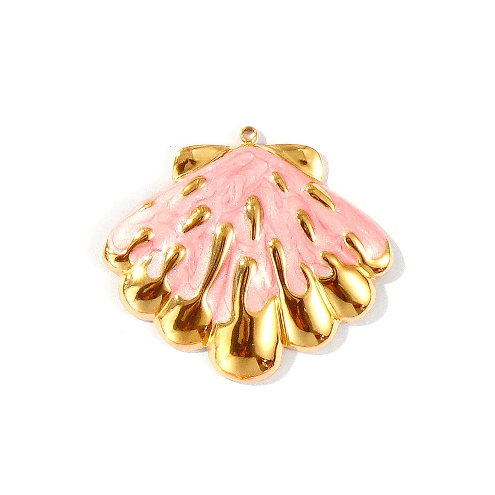 1 Stück Edelstahl-Anhänger 18K Vergoldet Muschel Seestern Wal Tier Mehrfarbiger Emaille Perlmutt-Anhänger DIY Halskette Schmuck – Detail 3