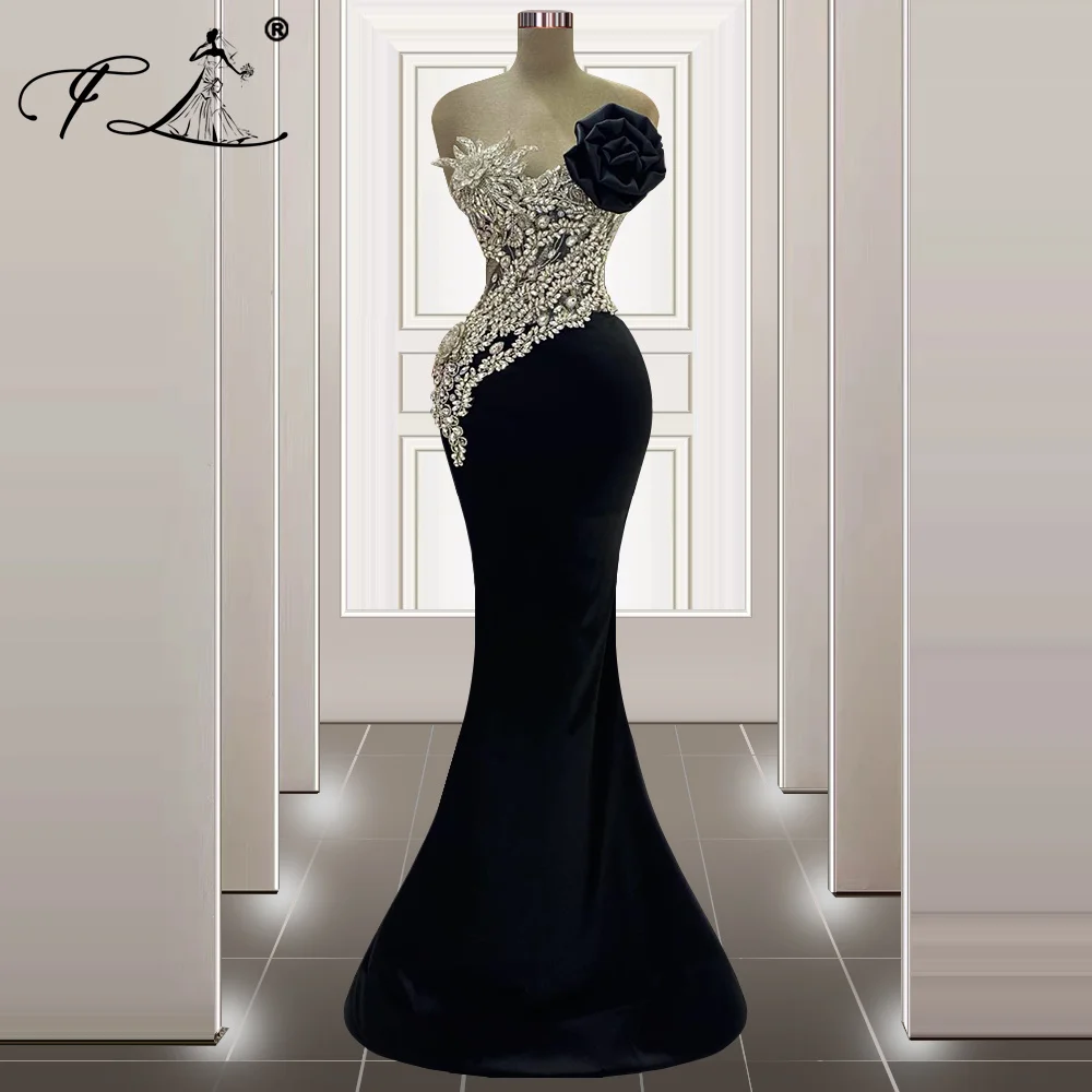 

Sweetheart Beaded Black Prom Dresses Sexy Mermaid Formal Evening Party Gowns vestidos de fiesta Customized