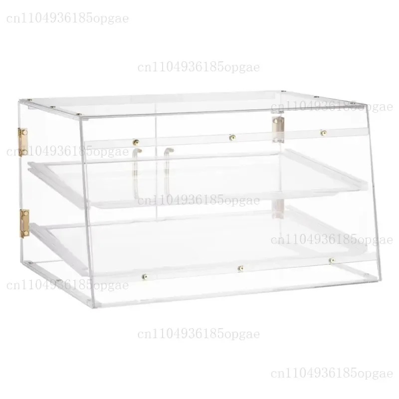 Commercial two-layer counter-top bread display cabinet, clear acrylic kitchen party cake and bread box, suitable for family