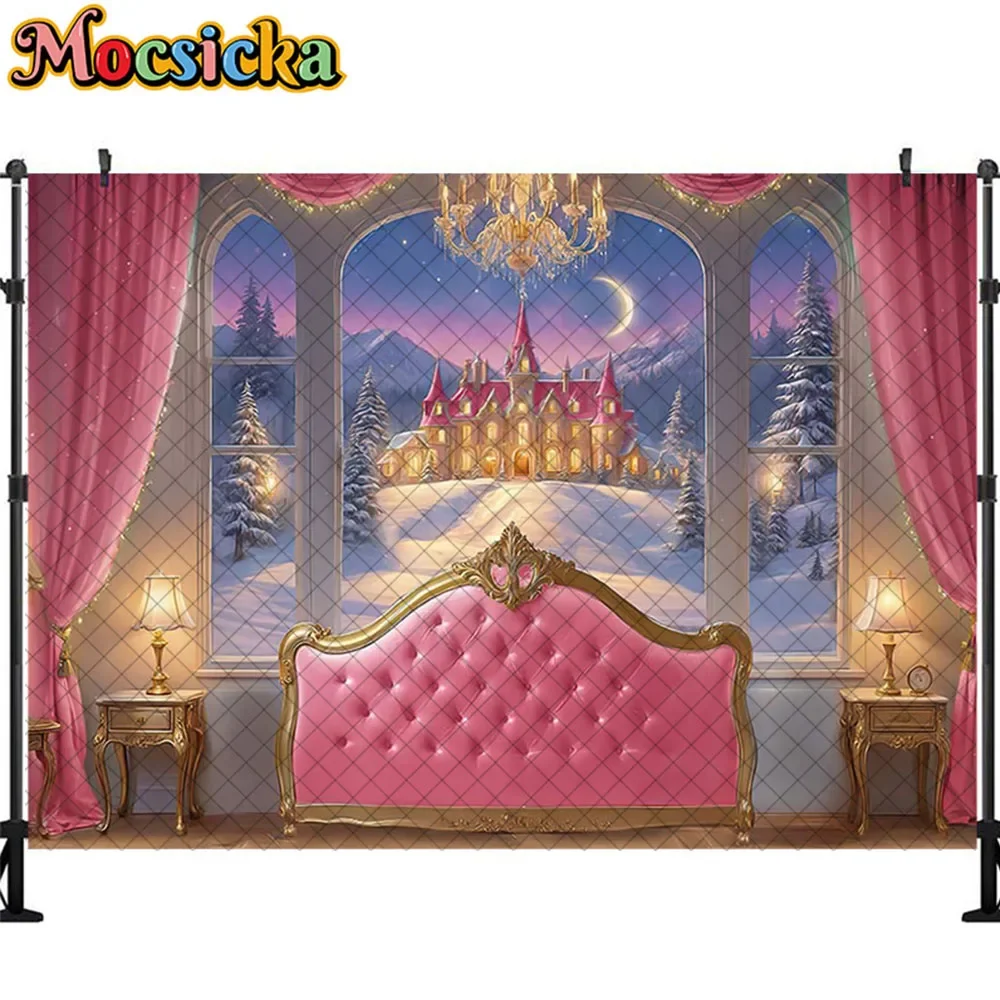 Fondo de fotografía de Navidad, cortina de habitación de Navidad, decoración de fiesta de princesa, retrato de foto de niña, accesorios de estudio, pancarta
