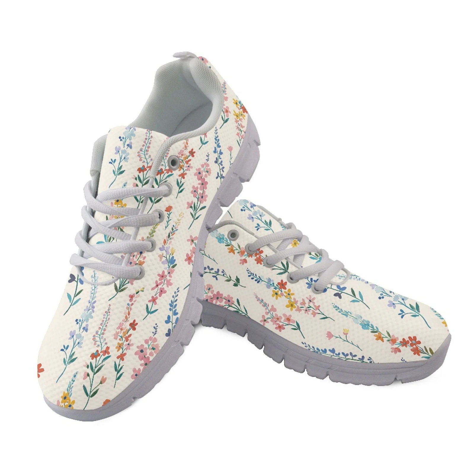 Coloranimal Wild Flower Print Running Shoes Mesh & EVA Sole Running Sneakers Breathable Fitness Shoes for Women