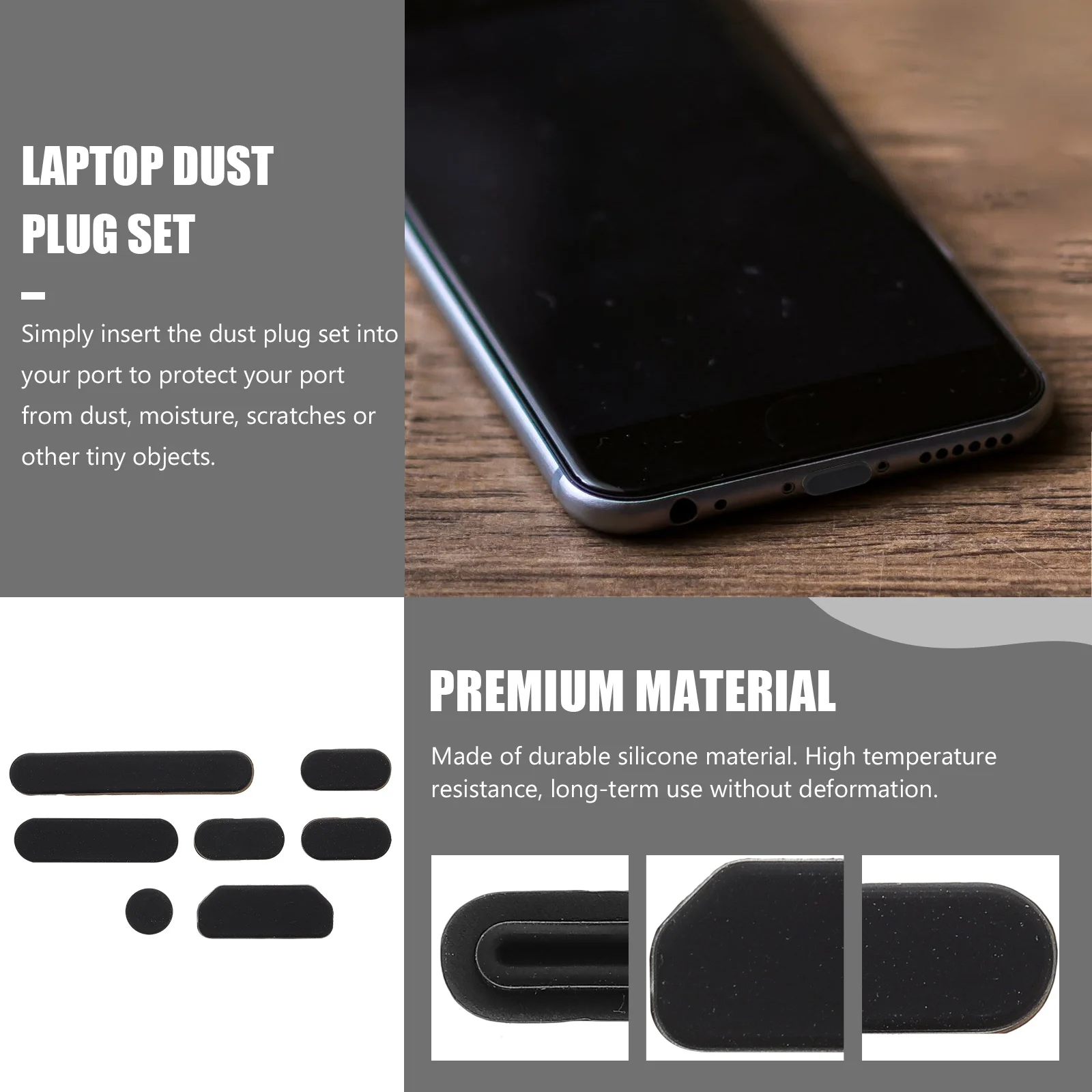 

5Sets Laptop Port Plug Dust Cover Silicone Protector Compatible 16inch Computer Port Plug Set Computer Plugs