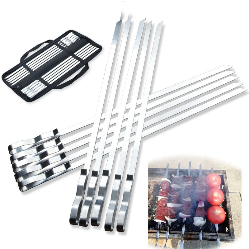 

Thickened Large Stainless Steel Flat Skewer Barbecue Skewer Barbecue Skewer Barbecue Needle Lamb Skewer Barbecue Steel Skewer