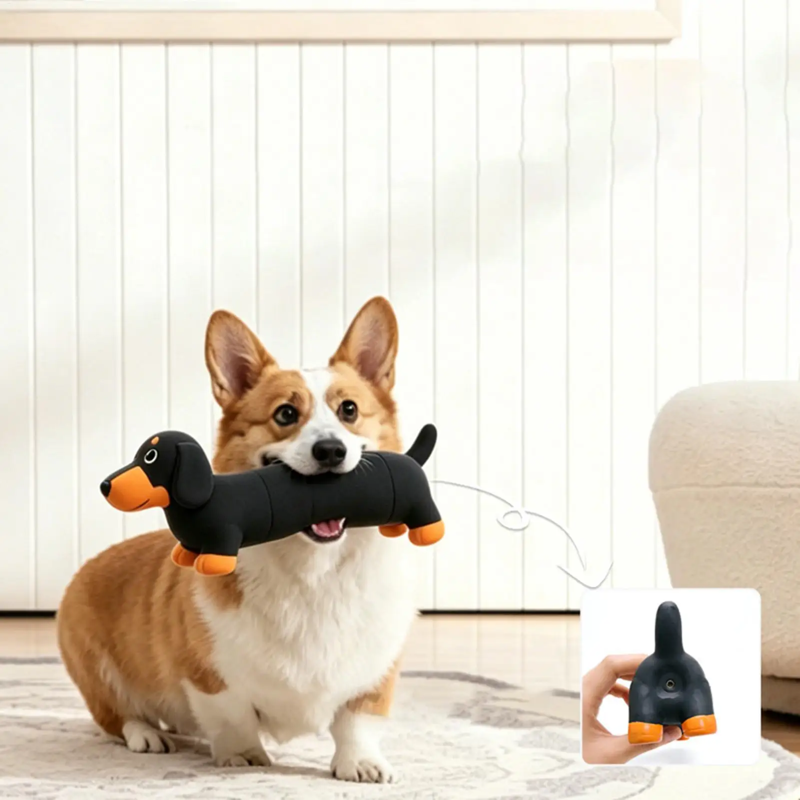 Squeaky Dog Toys Dachshund Shape Puppy Teething Game With Sound Heavy Chewer Teething Toys For Enrichment Indoor Outdoor