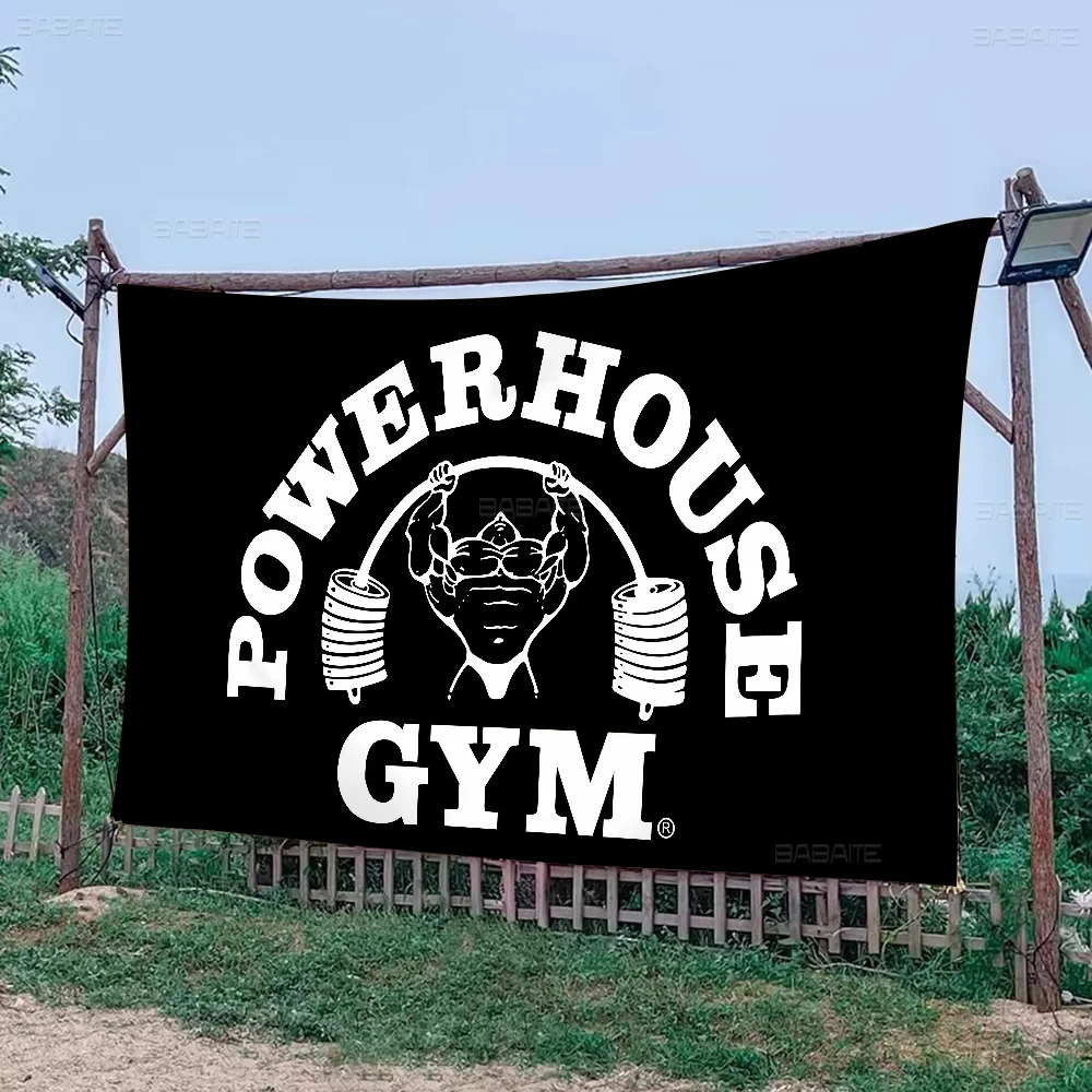 Powerhouse Gym Cartoon Flag Art Science Fiction Room Home Decor Wall Hanging Home Decor Banner