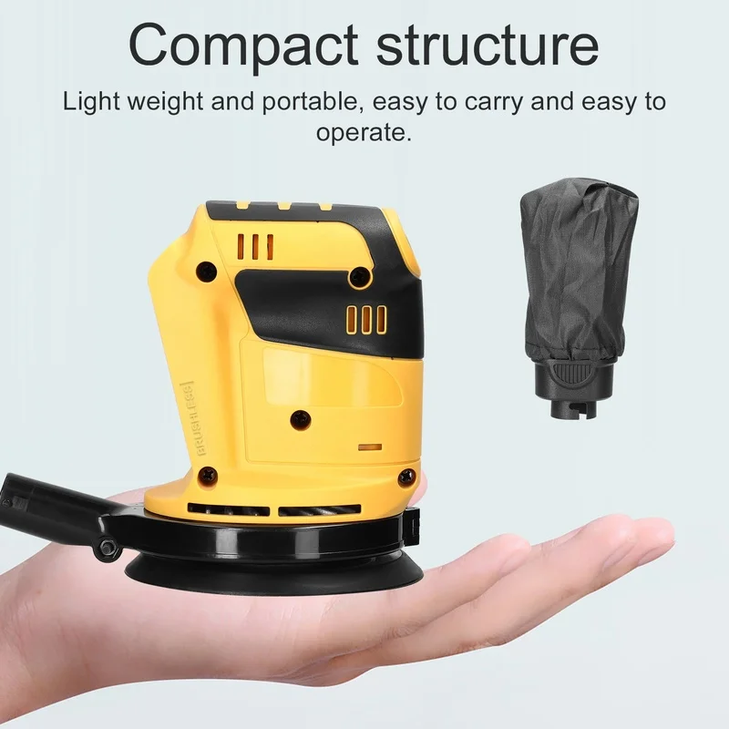 Brushless Motor Cordless Orbital Sander Wood Grinder Electric Car Polisher Metal Polishing Grinding Sanding Machine 125mm
