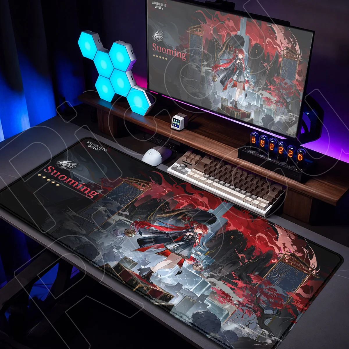 Wuthering Waves Kawaii Anime Girl Mauspad E-Sport Gaming Schreibtischunterlage mit Kantenverstärkung Laptop-Tastaturmatte 90x40cm PC-Zubehör – Detail 5