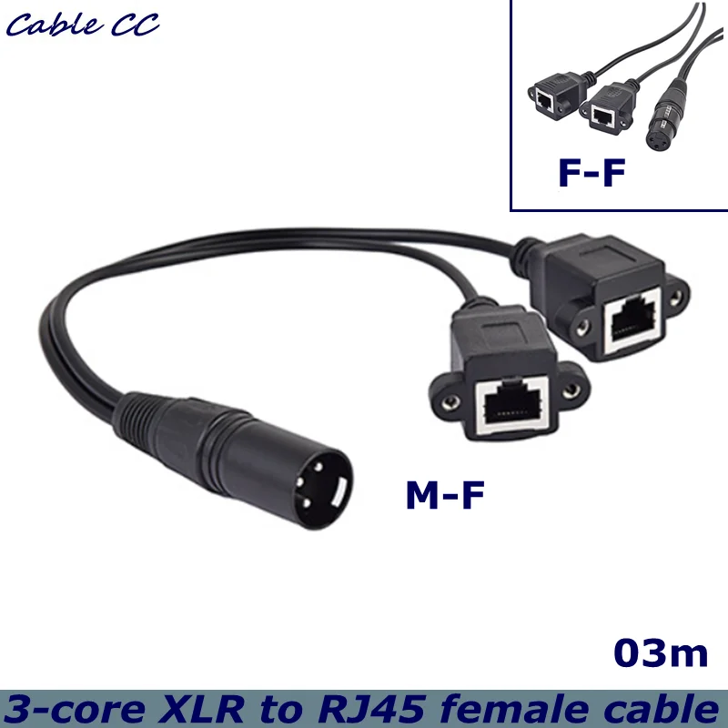 3 Core XLR Male Female to 2 Network Port Lighting Signal Cables XLR to 2 RJ45 Female Intelligent Lighting RJ45 Adapter Cables