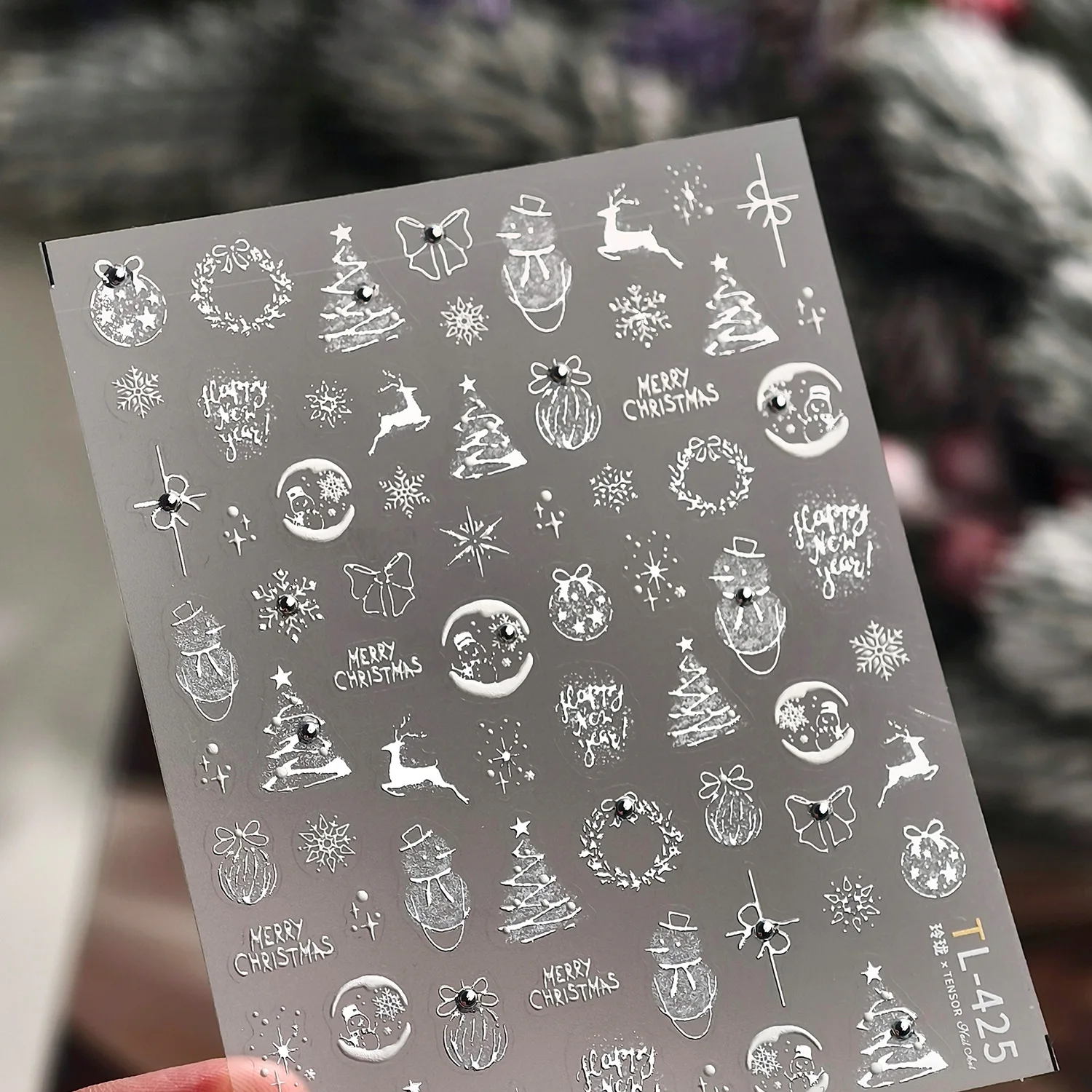 Gold Silver Christmas Nail Stickers Christmas Tree Snowflake Reindeer Pattern Self-adhesive Nail Stickers Decoration DIY Supply view 6
