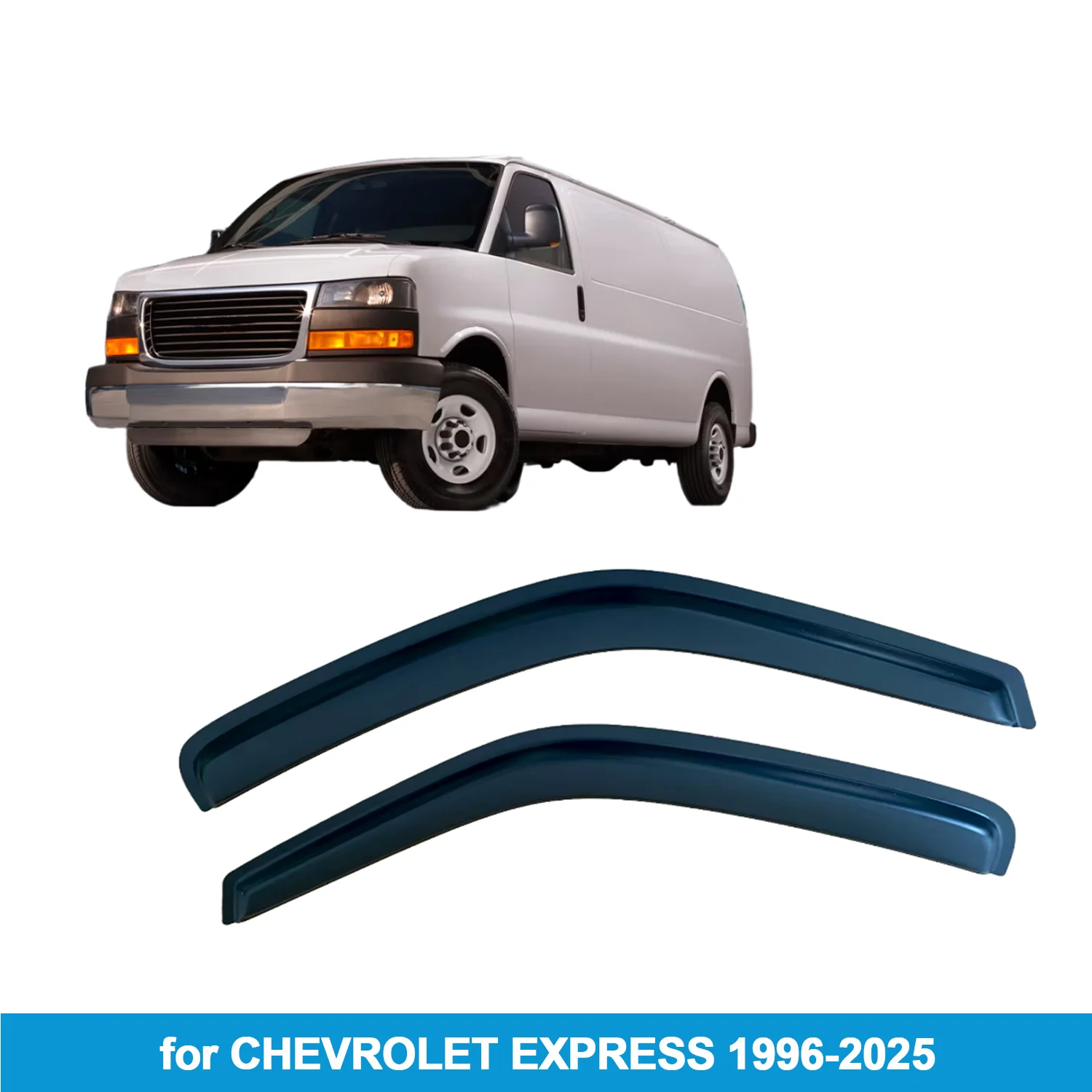 

for CHEVROLET EXPRESS 1996-2025 Car Side Window Visor Weathershield Door Visor Wind Rain Guard Accessories Outside-Mount Tape On